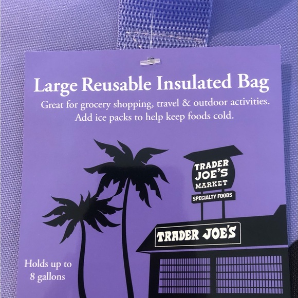 Trader Joe's Insulated Extra Large Cooler Reusable Shopping Bag Lavender - Picture 4 of 5